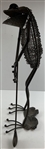 Whimsical Metal Frog Golfer Garden Sculpture