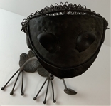 Whimsical Metal Frog Golfer Garden Sculpture