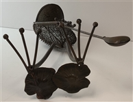 Whimsical Metal Frog Golfer Garden Sculpture