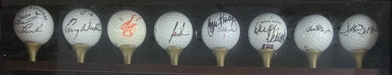 A Collection of Forty Signed Professional Golf Balls in a Bombay Company Display Case JSA ALOA
