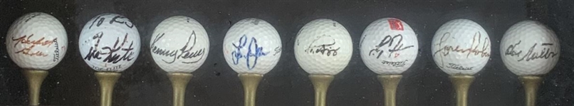 A Collection of Forty Signed Professional Golf Balls in a Bombay Company Display Case JSA ALOA