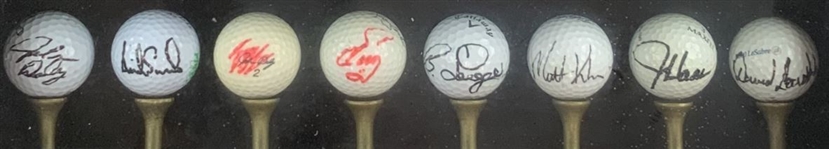 A Collection of Forty Signed Professional Golf Balls in a Bombay Company Display Case JSA ALOA