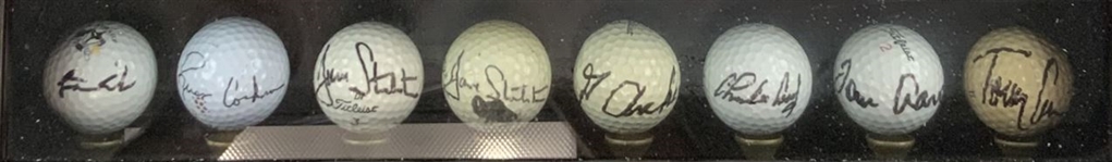 A Collection of Forty Signed Professional Golf Balls in a Bombay Company Display Case JSA ALOA