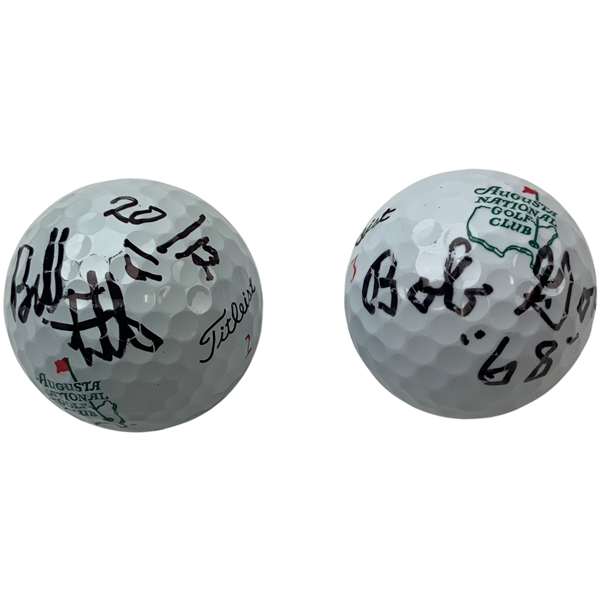 Bob Goalby & Bubba Watson Signed Augusta National Logo Golf Balls JSA ALOA