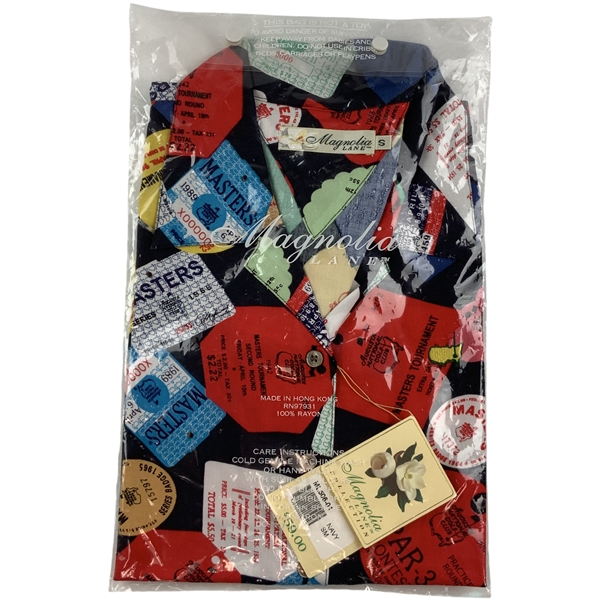 Magnolia Lane Mens Masters Tournament Memorabilia Print Rayon Shirt, Size S