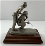 1972 Philip Kraczkowski Hudson Pewter Golf Scene Sculpture on Wooden Base