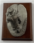 1972 Philip Kraczkowski Hudson Pewter Golf Scene Sculpture on Wooden Base