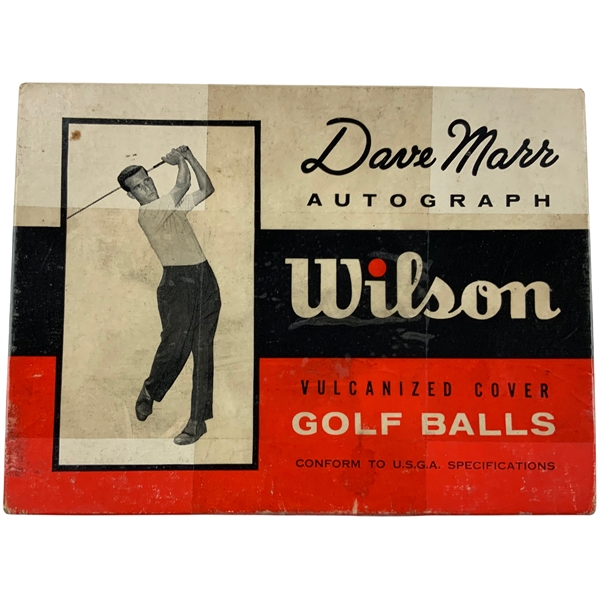 A Dozen Vintage Wilson Dave Marr Autograph Vulcanized Cover Golf Balls in Original Box