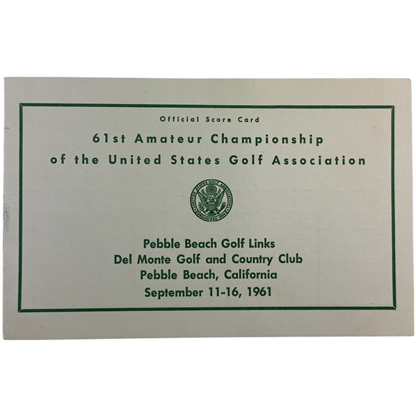 1961 US Amateur at Pebble Beach Official Scorecard - Jack Nicklaus 2nd U.S. Amateur Win 