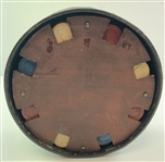 Vintage Art Deco Era Rotating Wooden Poker Chip Caddy with Golfing Motif Chips