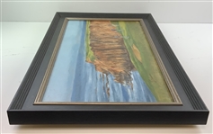 Original Pebble Beach 8th Hole at Oil Painting Signed by Artist Robert Fletcher - Framed