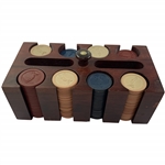 Vintage Golf-Themed Clay Poker Chip Set in Wooden Caddy