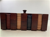 Vintage Golf-Themed Clay Poker Chip Set in Wooden Caddy