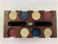 Vintage Golf-Themed Clay Poker Chip Set in Wooden Caddy