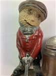 Vintage Painted Cast Metal and Copper-Plated Golfer Silent Butler Ashtray, Attributed to Dunlop