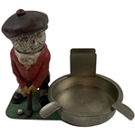 Vintage Cast Metal Golfer Ashtray and Matchbox Holder Attributed to Dunlop