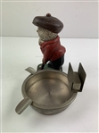 Vintage Cast Metal Golfer Ashtray and Matchbox Holder Attributed to Dunlop