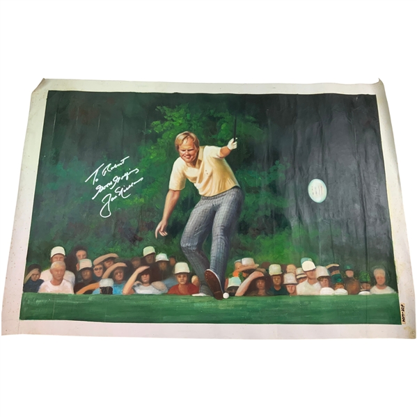 Jack Nicklaus Signed 1986 Masters Golden Moment Original Oil on Canvas Painting JSA ALOA