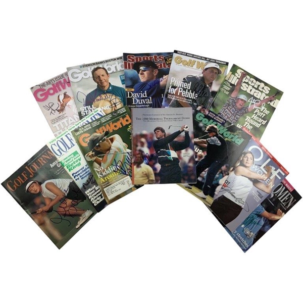 A Collection of Twelve Hand-Signed Professional Golf Magazines Featuring Justin Leonard & Phil Mickelson JSA ALOA