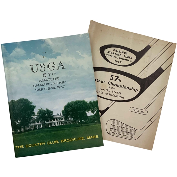 Two Pieces of 1957 U.S. Amateur Championship Golf Ephemera Including Official Program and Wednesday Pairings Sheet