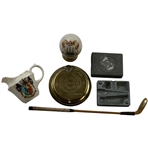A Collection of Vintage British Golfing Memorabilia and Collectibles including Arcadian and Carlton China