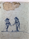 Dutch Delft Tin-Glazed Earthenware Kolf Player Tile