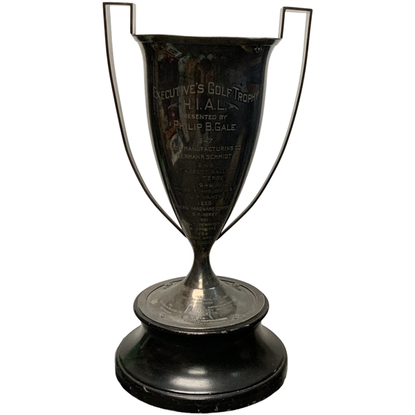 Large Art Deco Silver-Plated Perpetual Hartford Industrial Athletic League Executives Golf Trophy
