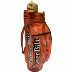 Fuzzy Zoellers c.1985 Tournament Used PowerBilt H&B Staff Orange Golf Bag w/ Signature Duck Headcover