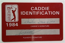 Fuzzy Zoeller's 1984 US Open Final Rd Winning Signed Maxfli Used Golf Ball From his Caddie w/ Badge & ID JSA ALOA