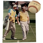 Yogi Berra Signed Rawlings American League Baseball & Golfing Photo - Mazzeo Collection JSA ALOA