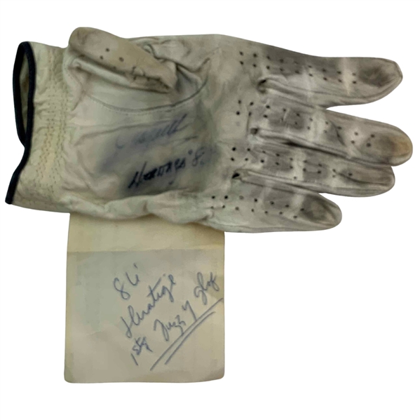 Fuzzy Zoellers Used 1986 Heritage Classic Tournament-Worn Signed Fuzzy Zoeller Dunlop Golf Glove - Mazzeo Collection JSA ALOA
