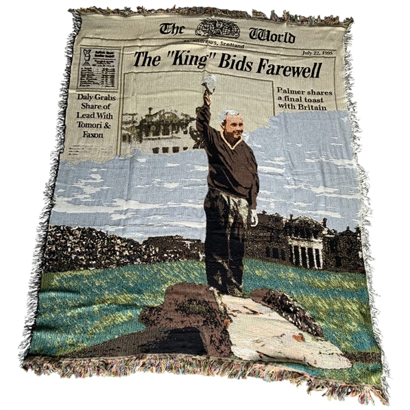 Arnold Palmer The King Bids Farewell Open St Andrews Swilken Bridge Woven Tapestry Throw Blanket