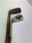 Two Early 20th-Century Hickory-Shafted Golf Clubs Including an Aston Mashie Niblick and an Edgemont Putter