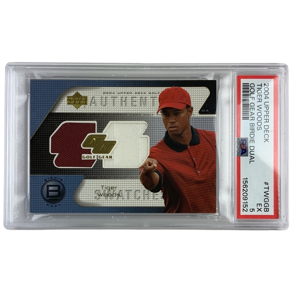 2004 Upper Deck Tiger Woods Golf Gear Birdie Dual #TWGGB PSA 5 EX Cert 156209152