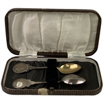A Pair of Cased Sterling Silver Lawn Bowls Prize Spoons by Levi and Salaman, Birmingham, 1912