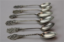 Six (6) Various Vintage Golf Themed Sterling Silver Spoons