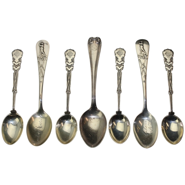 Seven (7) Various Vintage Golf Themed Sterling Silver Spoons