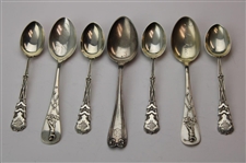 Seven (7) Various Vintage Golf Themed Sterling Silver Spoons
