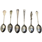 Six (6) Various Vintage Golf Themed Sterling Silver Spoons
