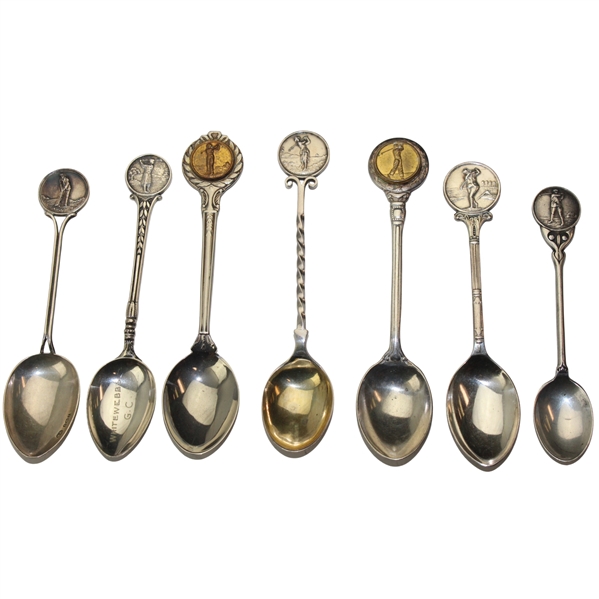 Seven (7) Various Vintage Golf Themed Sterling Silver Spoons