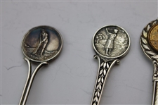 Seven (7) Various Vintage Golf Themed Sterling Silver Spoons