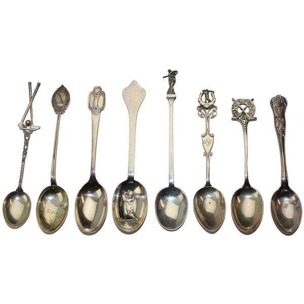 Eight (8) Various Vintage Golf Themed Sterling Silver Spoons