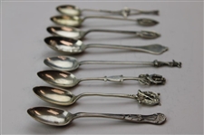 Eight (8) Various Vintage Golf Themed Sterling Silver Spoons