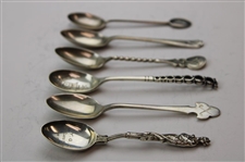 Six (6) Various Vintage Golf Themed Sterling Silver Spoons