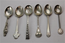 Six (6) Various Vintage Golf Themed Sterling Silver Spoons