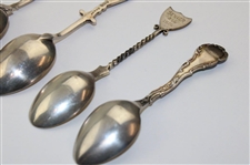 Six (6) Various Vintage Golf Themed Sterling Silver Spoons