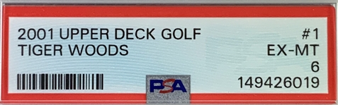 2001 Upper Deck Golf Tiger Woods #1 Rookie Card PSA 6 EX-MT