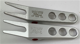 Scotty Cameron Walnut Divot Tool Display Stand and Two Studio Design Divot Tools