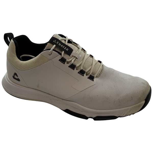 Champion Jon Rahms 2023 Genesis Invitational Worn Travis Matthew The Ringer Spiked Golf Shoe w/ Riviera Sole Sticker Right Foot - Size 11