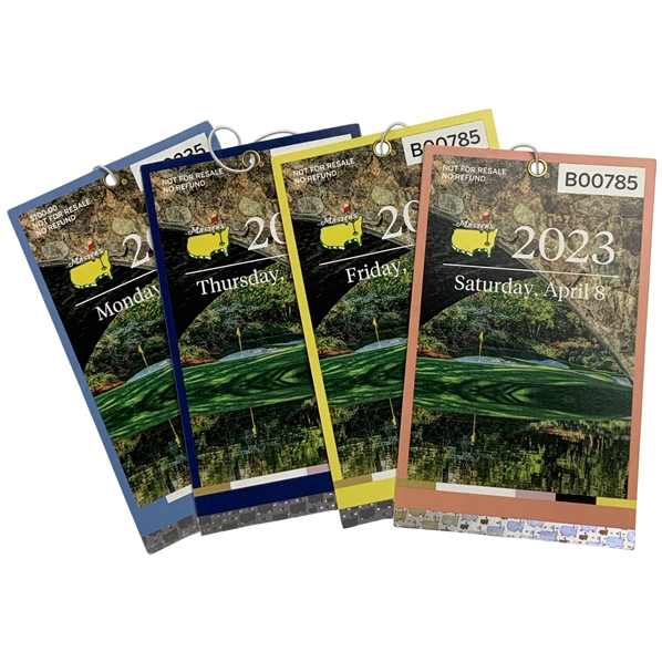 A Collection of Four 2023 Masters Tournament Daily Badges - Jon Rahm Champion 